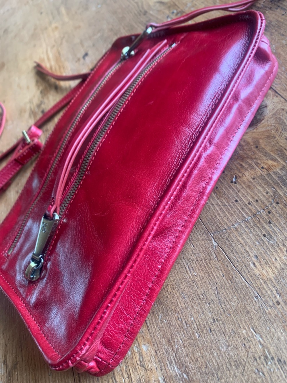 HOBO Red Leather Crossbody with Dual Front Zips - Picture 6 of 16